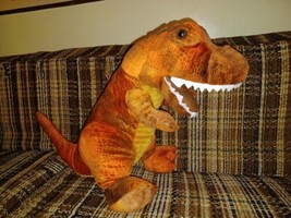 Tom&#39;s Toy International T Rex Dinosaur Plush 15&quot; Tyrannosaurus Brown Orange Red - £19.05 GBP