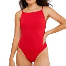 Andie Swim The Paloma One Piece Swimsuit Tieback Square Neck Cherry Red L - $67.60