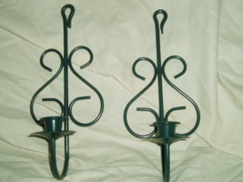Home Interiors & Gifts Green Wire Sconce Pair Homco - $12.00