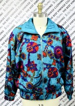 VTG LAVON Womens Teal/Purple Zip Up Windbreaker Jacket L 90s Jewelry Print - $569.82 MXN