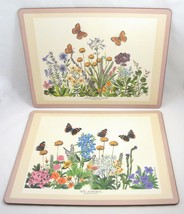 Pimpernel 2 Acrylic Placemats Butterflies Botanical Garden Flowers Vtg Cork Back - £18.35 GBP