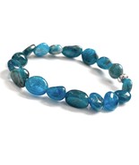 Blue Apatite Tumble Stone Bracelet, Tumbled Apatite, Blue Apatite Bracel... - $33.20 CAD