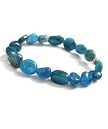 Blue Apatite Tumble Stone Bracelet, Tumbled Apatite, Blue Apatite Bracel... - £19.18 GBP