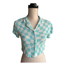 Zara Blue Checkered Cropped Shirt Size 8 - £22.20 GBP