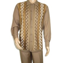 Men Silversilk 2pc Fancy walking leisure suit Italian woven knits 14010 Taupe image 9