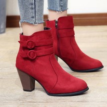 Red Boots Fashion Ankle Boot for Women High Heel Autumn Shoes Woman Fashion Plat - £36.77 GBP