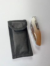 Small Silver Colored Metal Pocket Knife in Black Nylon Case w Belt Loop -  knife - $9.49