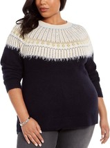 Style &amp; Co Womens Plus 1X Beaded Fair Isle Long Sleeve Sweater NWT CB84 - $34.29