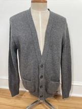 Vtg Jantzen Men&#39;s L Gray Wool Blend Knit V-Neck Cardigan Sweater Pockets... - £42.77 GBP