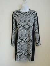 New MICHAEL KORS Ponte Long Sleeve Dress 8 Black Grey Multi Animal Print - £69.61 GBP