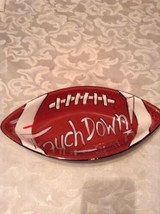 Football chip dip ceramic bowl Clay Art Touch Down serving tray snack appetizer  - £8.78 GBP