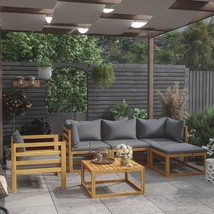 vidaXL Acacia Wood Modular Garden Lounge Set for 6 People Gray - $13,718.77 MXN