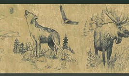 Dundee Deco BD6092 Prepasted Wallpaper Border - Animal Green, Brown Sket... - £9.45 GBP