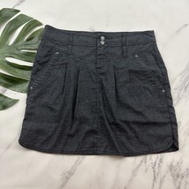 Prana Womens Lisbeth Skirt Size 6 Dark Gray Chambray Hemp Blend Pockets - $25.73