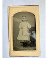 Antique CDV Tintype Photo 1860s Beloved Girl in Victorian Era Dress With... - £29.75 GBP