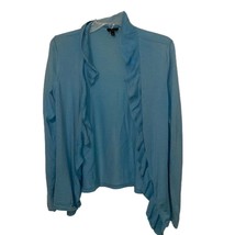 Talbots Blue Merino Wool knit Open Cardigan Sweater Womens Size Medium - £17.78 GBP