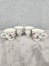 Set Of 4 Mikasa Continental F3003 Silk Flowers Footed Tea Cups Discontinued - £18.80 GBP