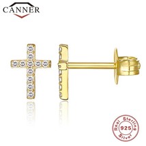 Ng silver cz zircon stud earrings for women simple geometric cross gold silver earrings thumb200