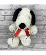 Peanuts Inc. Snoopy White Plush Dog With Red Satin Bow 14 Inches - £11.95 GBP