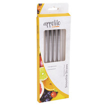 S/Steel Straight Smoothie Straws with Brush 4pcs - Plain - £25.81 GBP