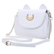 Summer Sailor Moon Ladies Handbag Black Luna Cat Shape Chain Shoulder Bag PU Lea - £29.38 GBP