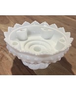 Vintage 6.5” White Milk Glass Hobnail Footed ruffled Candle Holder Bowl - $15.45 CAD