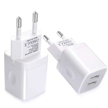 European Wall Charger, 2-Pack Usb 2.1Amp Universal Europe Charger Block Dual Por - £13.32 GBP