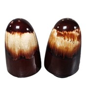 Pfaltzgraff Brown Drip Glaze Art Pottery Salt and Pepper Shakers USA Vin... - £13.47 GBP