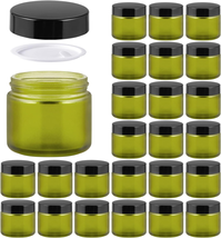 Green Frosted GLASS JARS with Lids Round Small Clear Container Jar 2 oz 24 Pack - £29.56 GBP