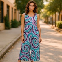 Beyond This Plane Jumpsuit  Womens Size Medium Cropped Wide Leg Tie Dye   - $22.76