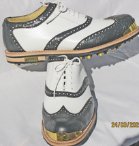 New Men Venice Classic Leather Gold Toe Golf Shoes By Vecci - $335.00