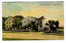 Gold Eagle Tavern Hand Colored Postcard Beaufort South Carolina 1934 - £9.30 GBP