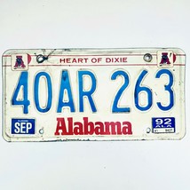 1992 United States Alabama Heart of Dixie Passenger License Plate 40AR 263 - £13.13 GBP