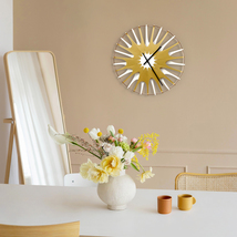 Contemporary organic white / gold wall clock made of bent plywood - Neuron - $249.00