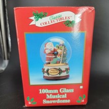 Glass Musical Snowdome Classic Collectibles 100mm SANTA, ELFS &amp; TREE Vintage - £13.57 GBP