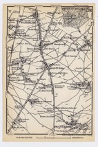 1910 Antique Map Of Vicinity Of Waterloo Plancenoit / Walloon Brabant / Belgium - £16.85 GBP