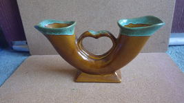 Vintage Van Briggle Art Pottery Brown Green Double Wedding Vase - £35.77 GBP