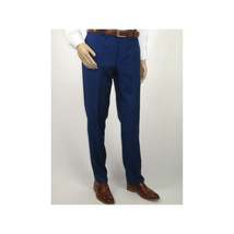 Mens Mantoni Flat Front Trousers Wool Super 140s Classic Fit 40901 French Blue image 9