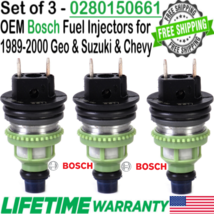 Genuine Flow Matched Bosch 3Pcs Fuel Injectors for 1989-1997 Geo Metro 1.0L I3 - £61.85 GBP