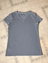Ladies Eddie bauer Outdoor L Blue and White Stripe Short Sleeve Tee Shirt - $24.73