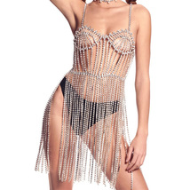Sexy rhinestone Blingbling Dress  Body Chain Club Rave Clothing - $210.00