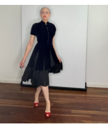1940s Black Velvet Taffeta Dress New Look Dress, Offers! - $616.51