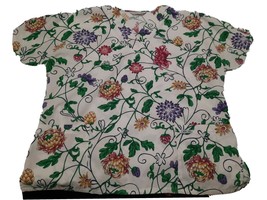 Cherokee Vane Scrub Top Floral V Neck 2 Pockets Size L - £10.11 GBP