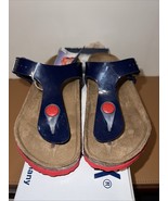 NEW Birkenstock Gizeh Kids Birko-Flor Sandals Lack Dress Blue Size C 11 - €28,46 EUR