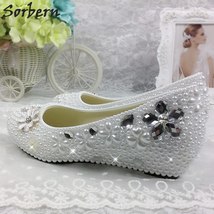 Arl beads wedding shoes pump heeled slip on wedge high heels rhinestones crystal bridal thumb200