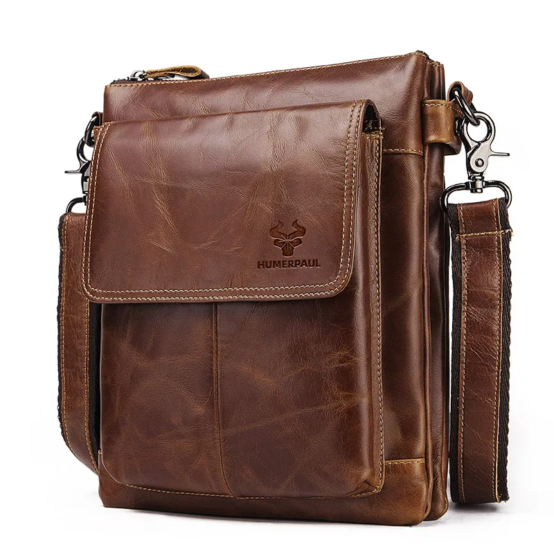HUMERPAUL Brand Genuine Leather Men Messenger Bags Crossbody New Busines... - $190.03
