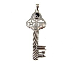 Solid 925 Sterling Silver Bewitching Key of Magick Pendant by Sabrina Ink Witch - £52.91 GBP