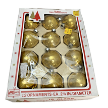 12 SHINY BRIGHT 2 1/4 inch Glass Christmas Ornaments 12 Round Ball Gold Vintage - £12.08 GBP