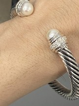 David YURMAN 7mm cuff bracelet , David  YURMAN Cable collection , Pearl and diam - $650.00