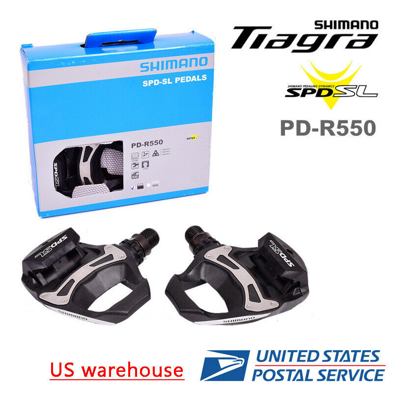 Primary image for New Shimano Tiagra 4700 PD-R550 SPD-SL Road Bike Pedals Clipless SM-SH11 cleat